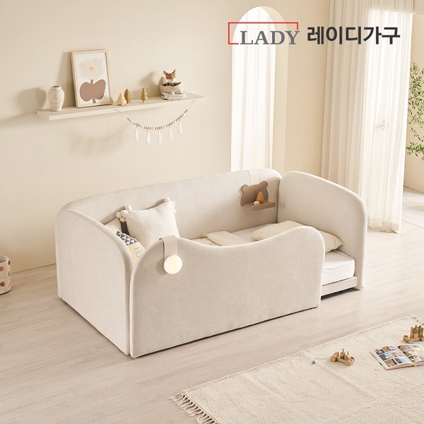 레이디가구 푸딩 기능성 패브릭 물결형 데이베드 SS, 바닐라베이지 상세 이미지 1