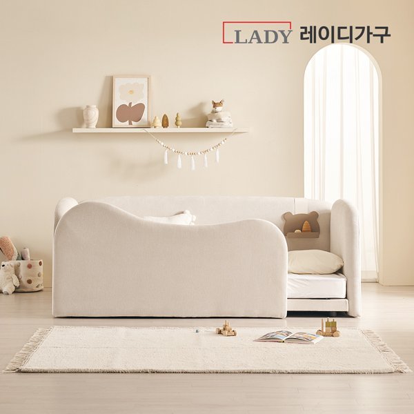 레이디가구 푸딩 기능성 패브릭 물결형 데이베드 SS, 바닐라베이지 상세 이미지 2