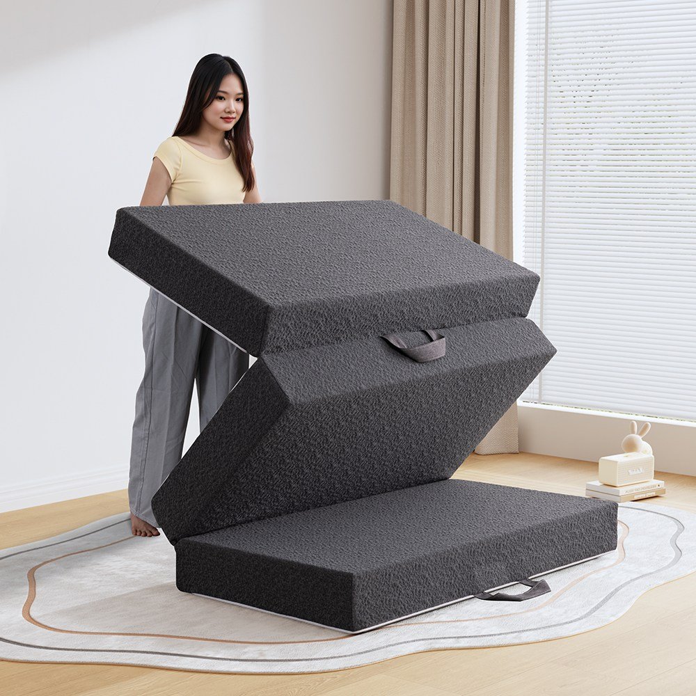 포근방 편안함 3단 접이식 메모리폼 매트리스 75X200X8CM 단단한 허리 지지 고밀도 토퍼 바닥 원룸용 + 캠핑 게스트용쿠폰할인 상세 이미지 1