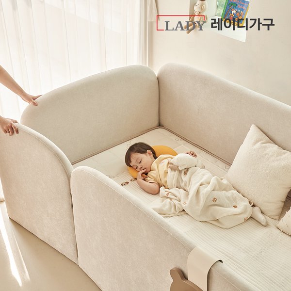 레이디가구 푸딩 기능성 패브릭 도어형 데이베드 SS_딴딴이 14, 바닐라베이지 상세 이미지 1