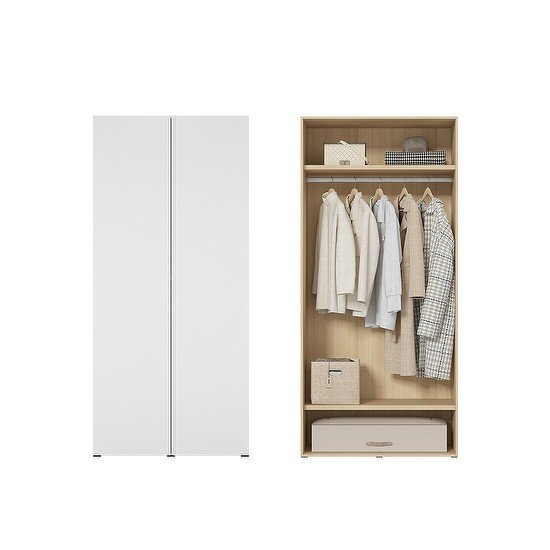 한샘 바이엘 채널 옷장 화이트 90cm(높이216cm) 행거형 C타입 상세 이미지 1