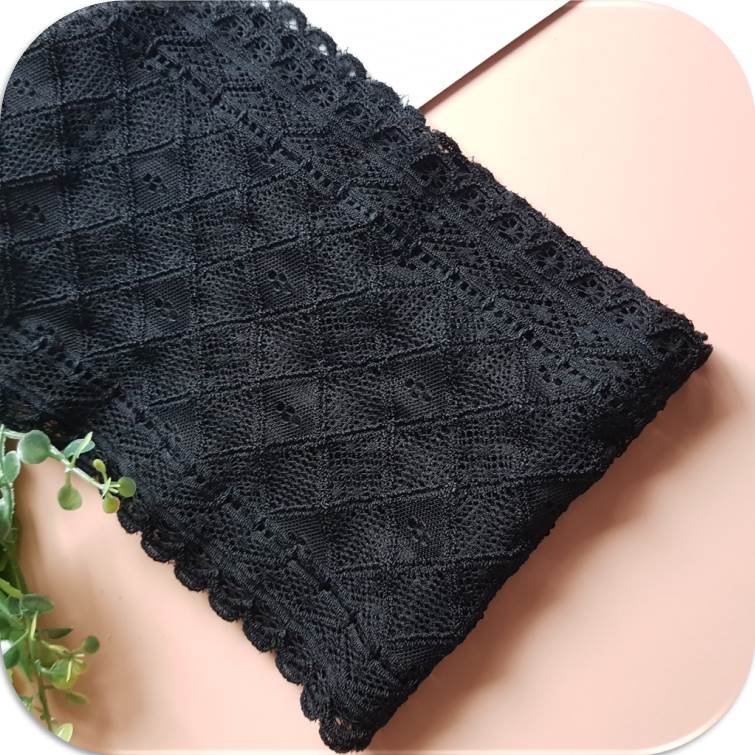 dklace 스판레이스 모음 / 레이스 2036 폭 13cm 자가드 낙하판, 블랙, 1개 상세 이미지 1