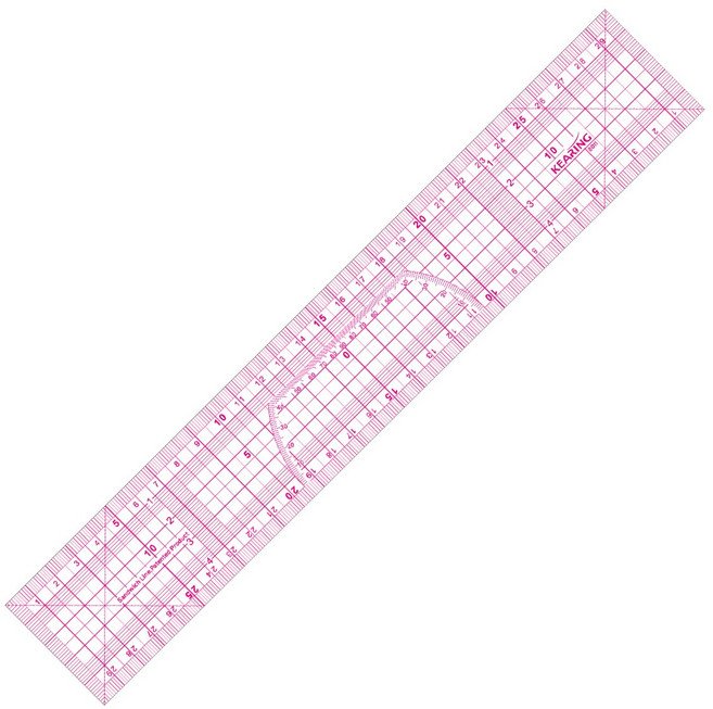 KEARING 패턴자 KEARING 1.2mm 두께 자 패턴 그레이딩 자 30cm/50cm/60cm 패턴자 24인치 재봉자 투명 샌드위치 라인 자 재봉 그래프 자 패션, 1개, 8011할인
