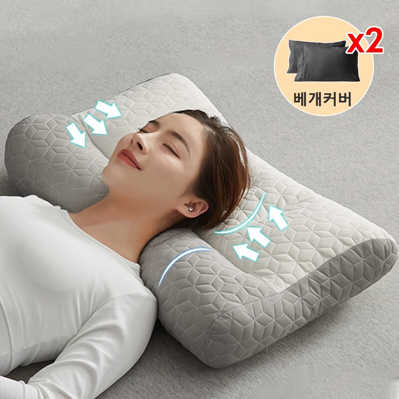 KORELAN 베개 목편한 경추 배게 무료 베갯잇, 그레이, 2개할인 상세 이미지 1