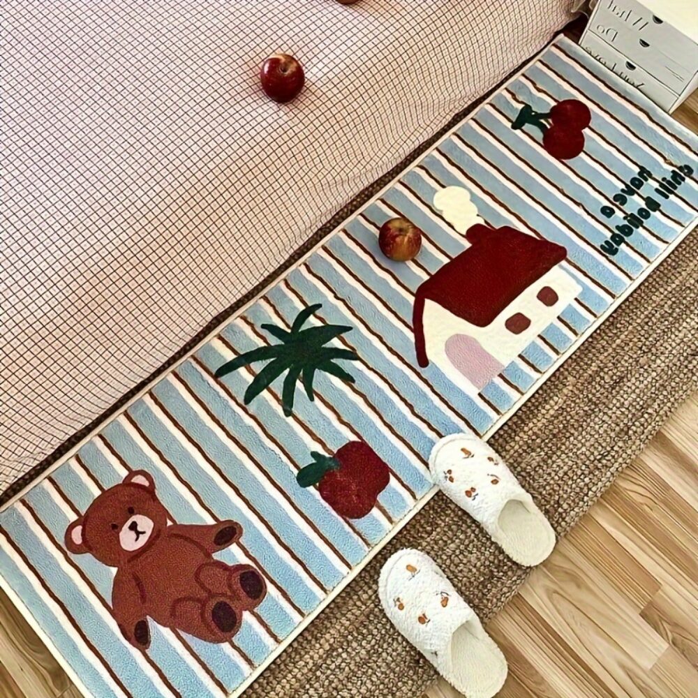 다용도 미끄럼방지 귀여운 곰 패턴 침실 러그 거실 카페트할인 상세 이미지 1