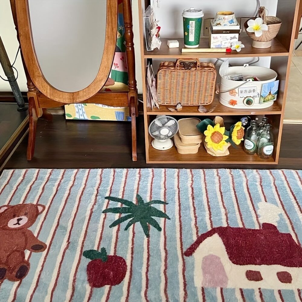 다용도 미끄럼방지 귀여운 곰 패턴 침실 러그 거실 카페트할인 상세 이미지 2