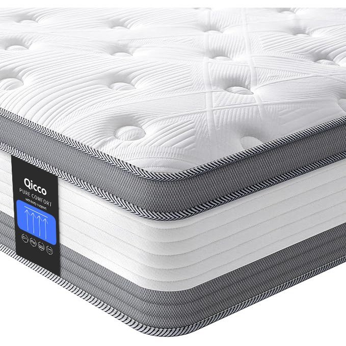 Qicco 침대 매트리스 무음 포켓스프링 바닥 매트리스, 25cm, 중간할인 상세 이미지 1