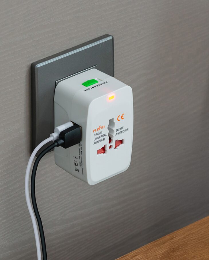 플라이토 여행용 USB 2포트 멀티어댑터 JS-1004 + 파우치, 1세트 상세 이미지 2