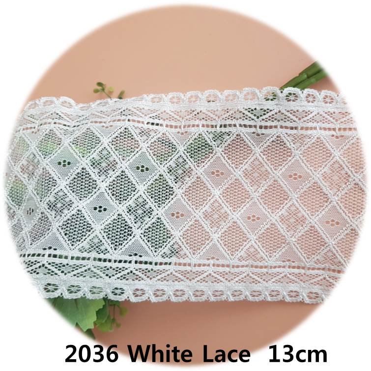 dklace 스판레이스 모음 / 레이스 2036 폭 13cm 자가드 낙하판, 블랙, 1개 상세 이미지 2