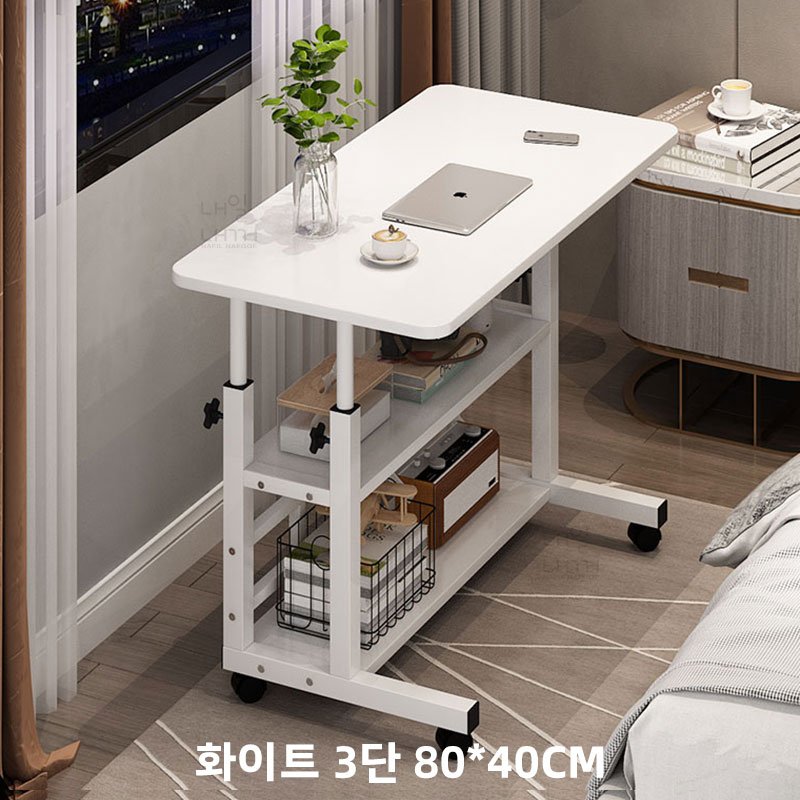 내일내꺼 높이조절 이동식 사이드 테이블, 화이트 상세 이미지 1