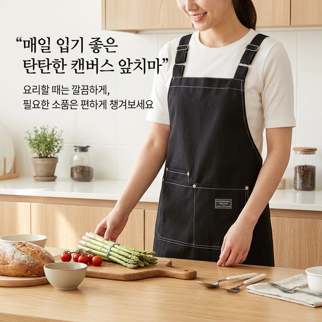 디노꾼 길이조절 3중 두꺼운 캔버스 앞치마, 1개, 블랙쿠폰할인 상세 이미지 1