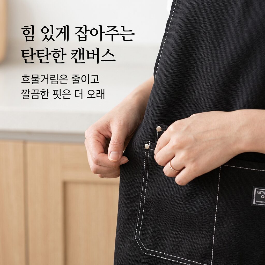 디노꾼 길이조절 3중 두꺼운 캔버스 앞치마, 1개, 블랙쿠폰할인 상세 이미지 1