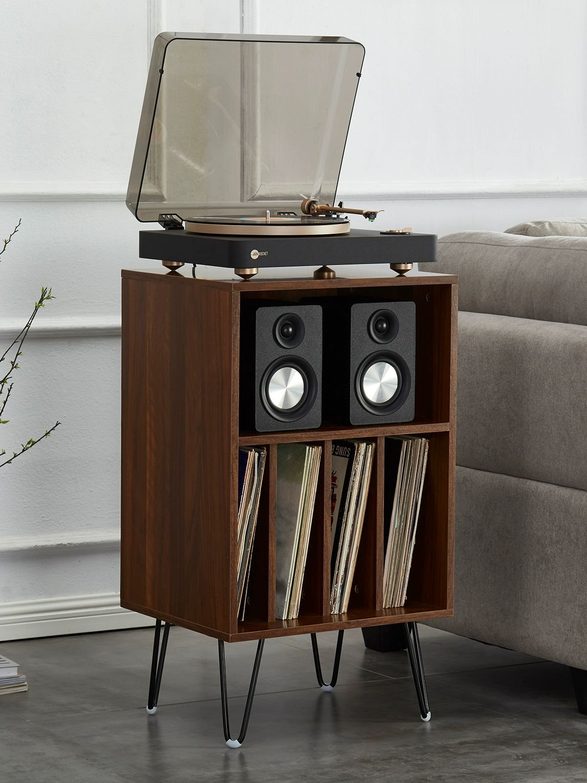 LP 수납장 랙 장식장 원목 진열장 보관함 높이42cm) 레코드 폭36 월넛 (가로46, F. 데스크 캐비닛 Huygens 레코드 플레이어 세 상세 이미지 1