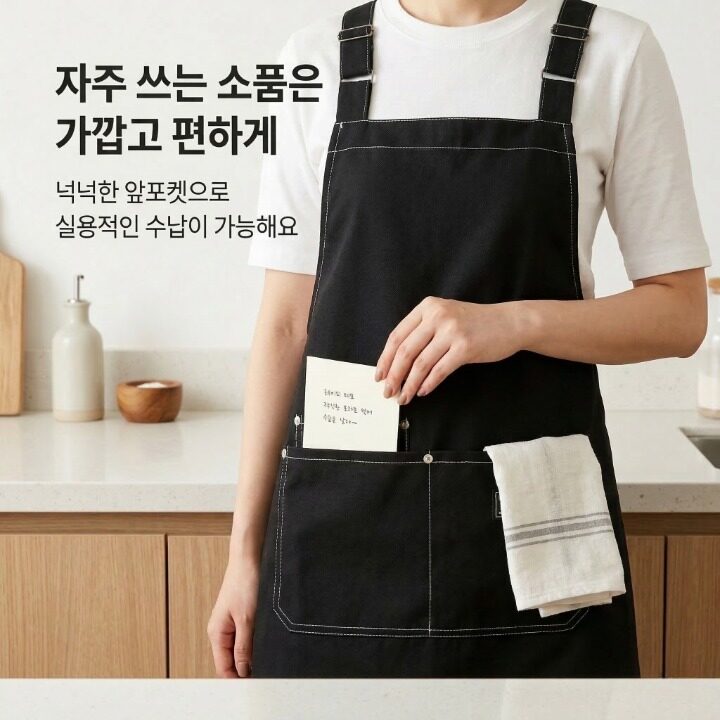 디노꾼 길이조절 3중 두꺼운 캔버스 앞치마, 1개, 블랙쿠폰할인 상세 이미지 2