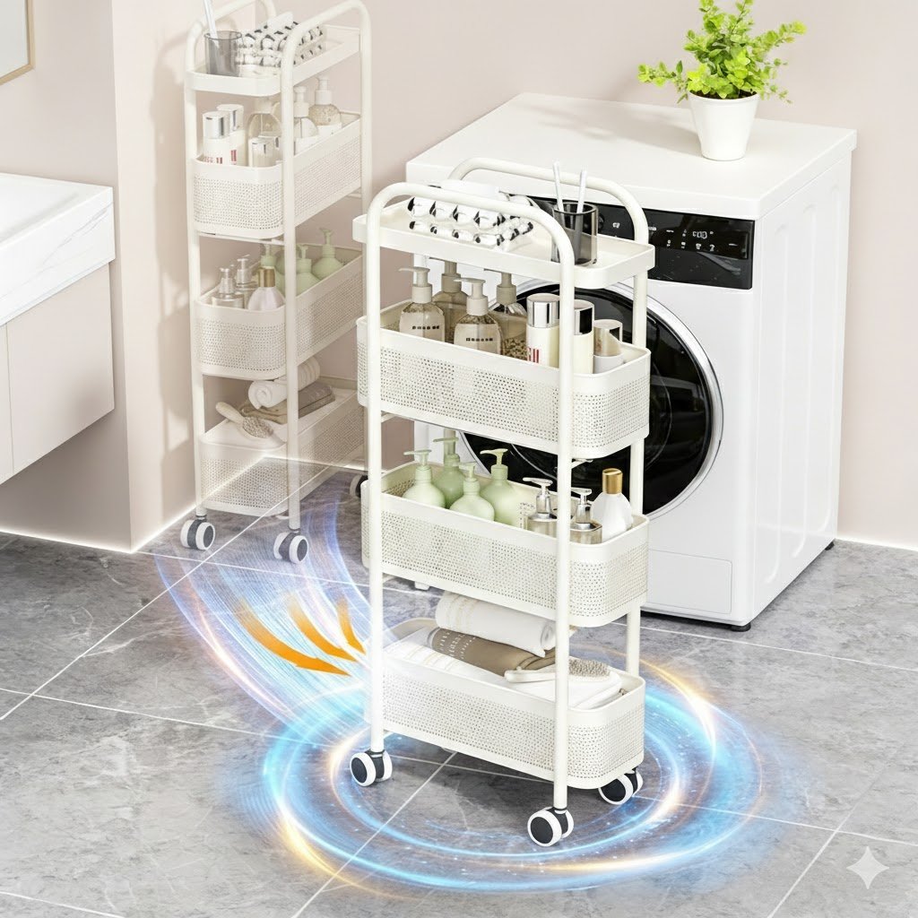 뷰리어스 15cm 틈새장 12cm 5단 슬라이딩 철제 슬림 트롤리 화이트쿠폰할인 상세 이미지 2