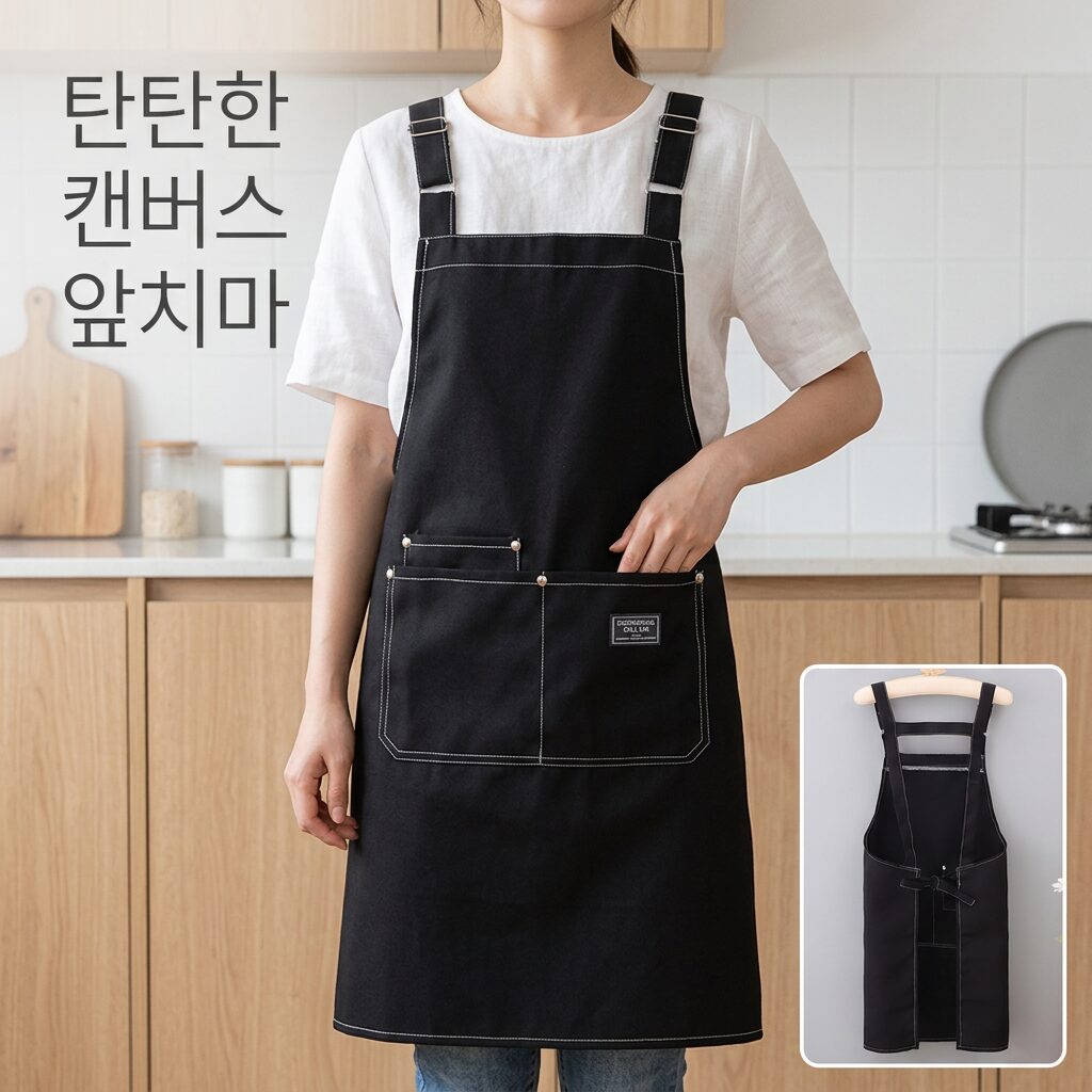 디노꾼 길이조절 3중 두꺼운 캔버스 앞치마, 1개, 블랙쿠폰할인 상세 이미지 2