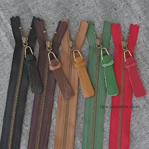 퀼팅맘 고급 슈렁큰 소가죽 지퍼고리(땅콩) 국내생산, 블랙, 3개 상세 이미지 2